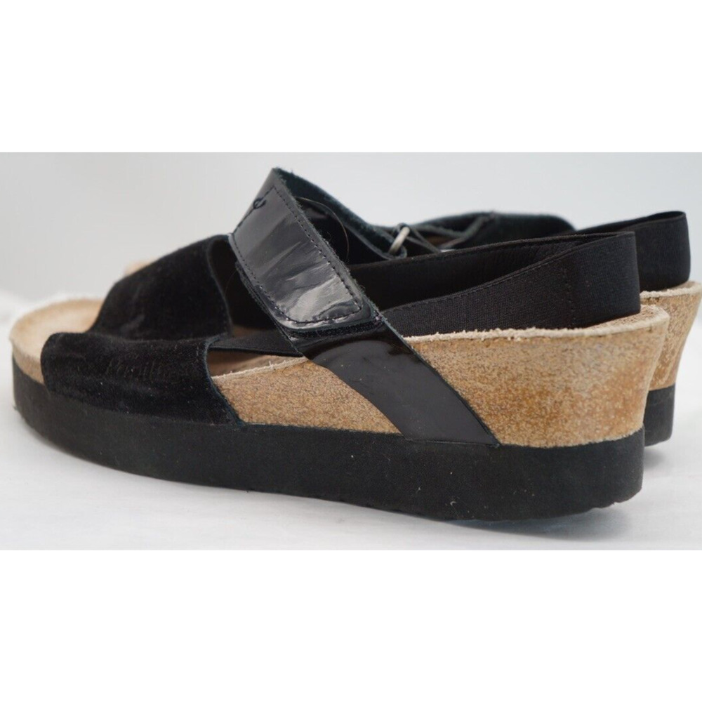 Papillio By Birkenstock Lana Black Leather Wedge Sandals Size 38 US 7 - Picture 3 of 10